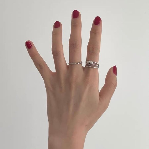 Silver heart ring, heart ring, hollow heart ring, stacking silver ring - Picture 3 of 6